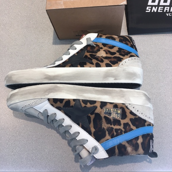Golden Goose Mid Star Sneaker Leopard Pony 38 NIB - Picture 5 of 8